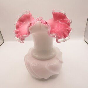Fenton Silver Crest Pink cased Glass Vase